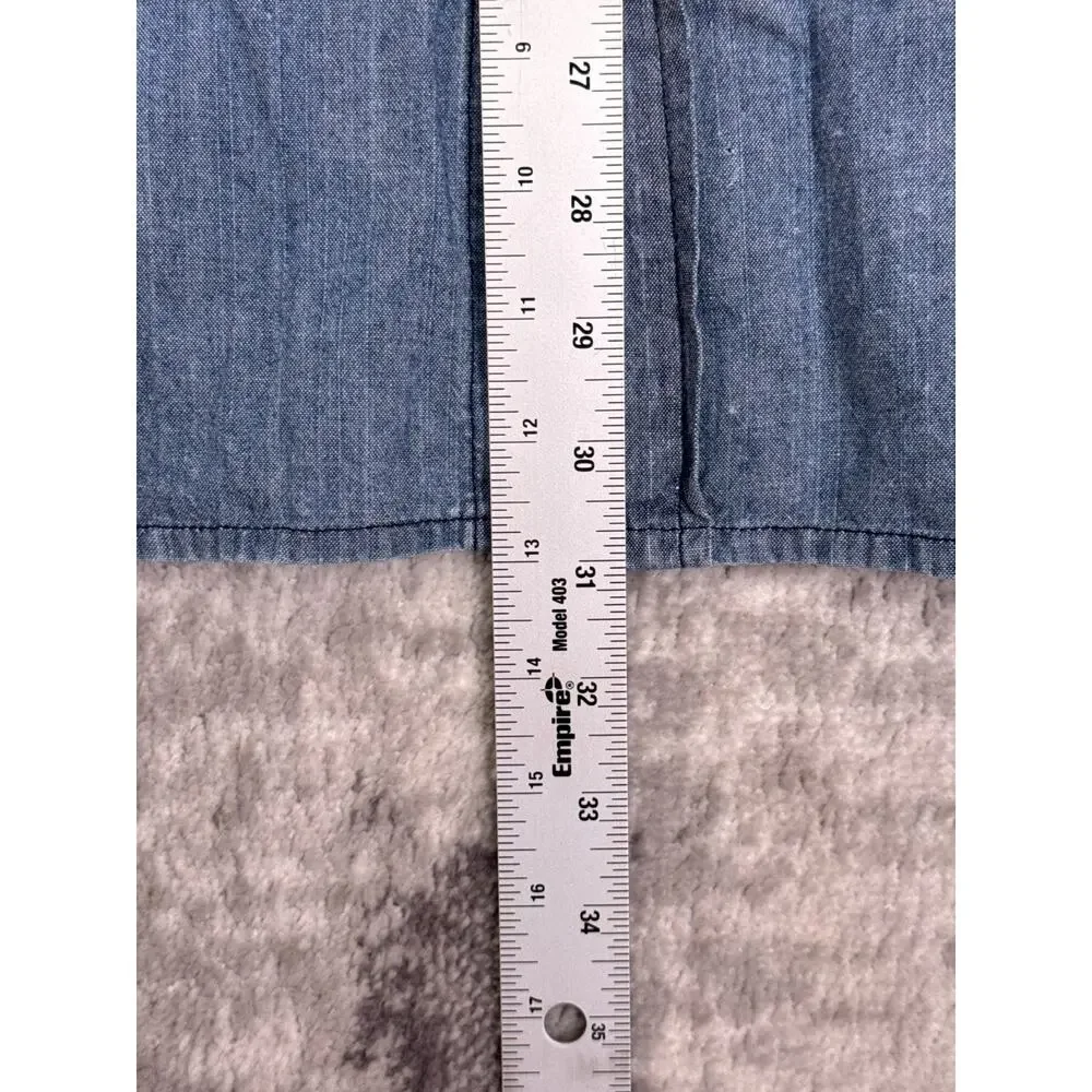 Vintage Levis Pearl Snap Western Shirt Large Mens Blue Chambray Denim